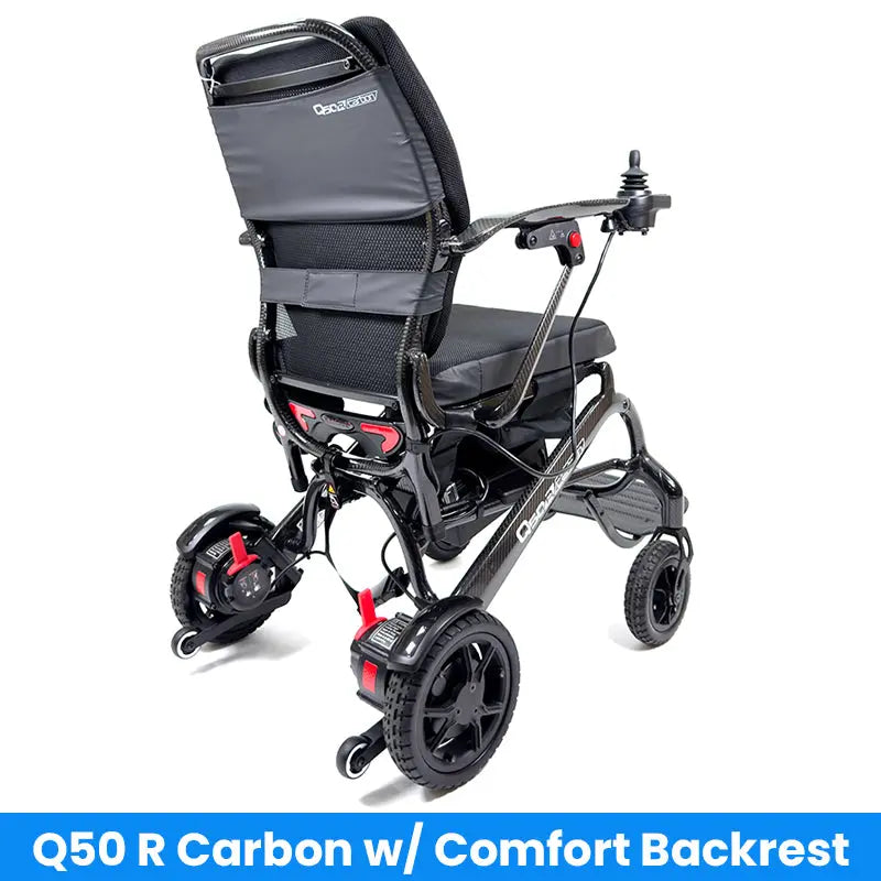 Black Q50 R Carbon wheelchair with comfort backrest