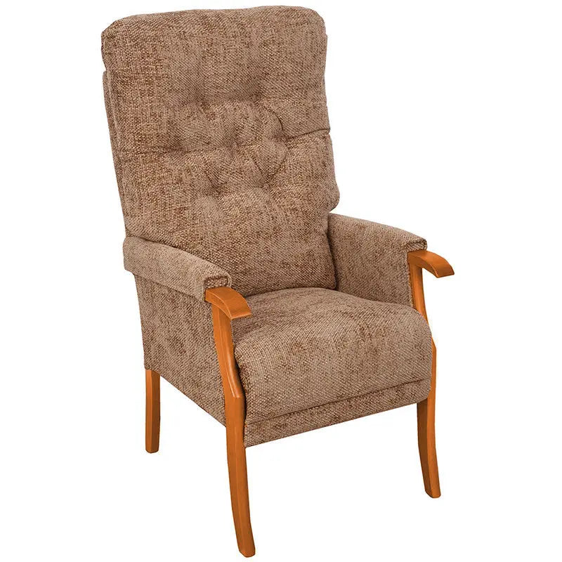 Avon High Back Chair Mobility World UK High Seat Orthopaedic Chair Café / Teak