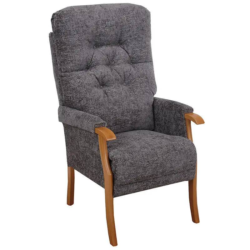 Avon High Back Chair Mobility World UK High Seat Orthopaedic Chair Slate / Light Oak