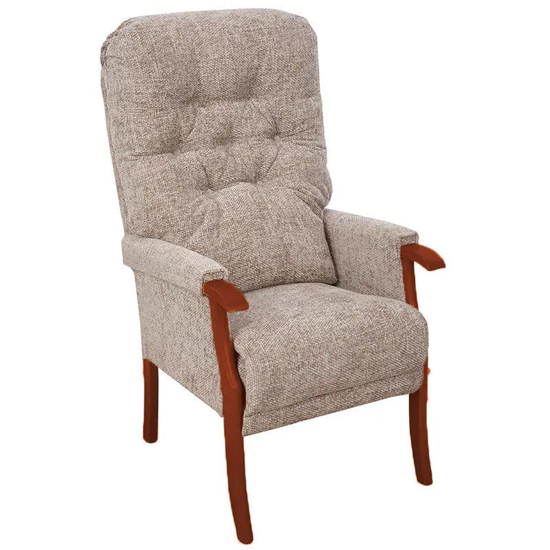 Avon High Back Chair Mobility World UK High Seat Orthopaedic Chair Stone / Mahogany