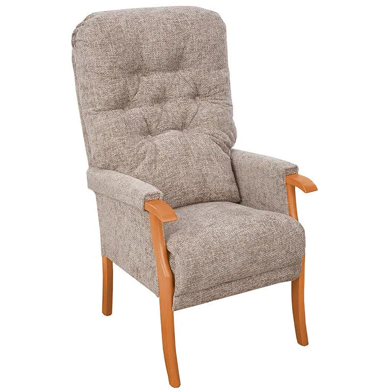 Avon High Back Chair Mobility World UK High Seat Orthopaedic Chair Stone / Teak