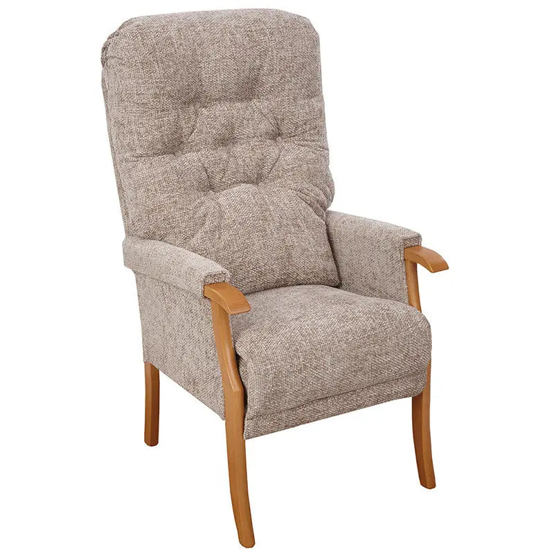Avon High Back Chair Mobility World UK High Seat Orthopaedic Chair Stone / Light Oak