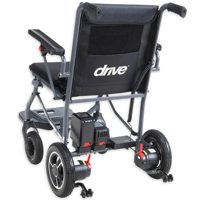 Astrolite Lightweight Folding Powerchair Rear View on a white background