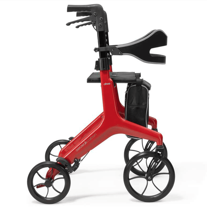 mobility-world-ltd-uk-drive-deVilbiss-healthcare-aerowalk-carbon-fibre-rollator-fire-red-side-view