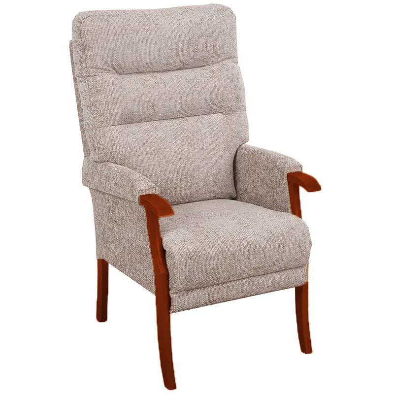 Orwell High Back Chair Mobility World UK High Seat Orthopaedic Chair Stone / Mahogany