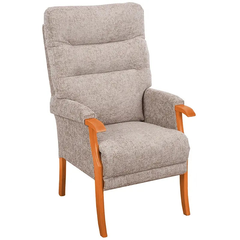Orwell High Back Chair Mobility World UK High Seat Orthopaedic Chair Stone / Teak