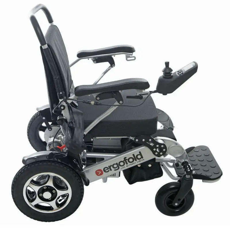 Experience the ultimate in mobility with the Ergofold Elite folding electric wheelchair. Its advanced motors, controller, and up to three batteries provide unmatched performance and range. The tension back and seat, flip-up armrests, seat belt, and 10cm cushion all contribute to a comfortable and secure ride. Plus, the white and red reflectors and 12 inch pneumatic rear wheels ensure stability and safety. With one-step quick folding, this wheelchair is perfect for those on the go.