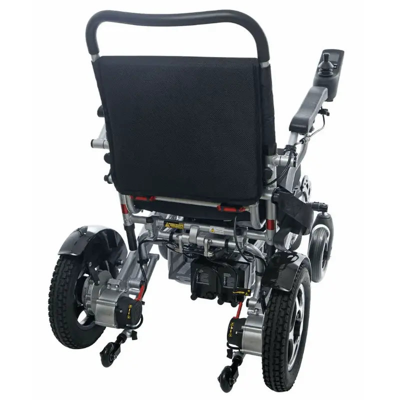 Experience the ultimate in mobility with the Ergofold Elite folding electric wheelchair. Its advanced motors, controller, and up to three batteries provide unmatched performance and range. The tension back and seat, flip-up armrests, seat belt, and 10cm cushion all contribute to a comfortable and secure ride. Plus, the white and red reflectors and 12 inch pneumatic rear wheels ensure stability and safety. With one-step quick folding, this wheelchair is perfect for those on the go.