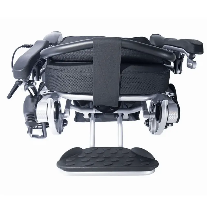 Experience the ultimate in mobility with the Ergofold Elite folding electric wheelchair. Its advanced motors, controller, and up to three batteries provide unmatched performance and range. The tension back and seat, flip-up armrests, seat belt, and 10cm cushion all contribute to a comfortable and secure ride. Plus, the white and red reflectors and 12 inch pneumatic rear wheels ensure stability and safety. With one-step quick folding, this wheelchair is perfect for those on the go.