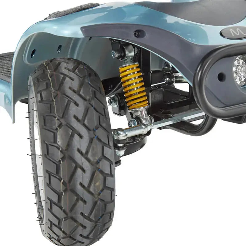 The Motion Healthcare Xcite Li Mobility Scooter offers a 45-mile range and 8 mph top speed with safe lithium phosphate batteries. It features large wheels, suspension, a padded Captain's seat, and an adjustable tiller.  Ideal for all terrains, it includes lights, indicators, a horn, and high ground clearance, supporting up to 25 stone. Additional conveniences are a storage basket and USB charging port.  The Xcite Li combines modern styling, ease of use, and robust performance for all journeys.