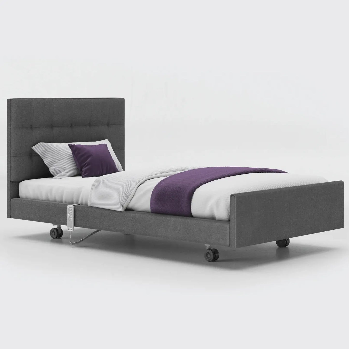 The Opera Signature Comfort Profiling Bed is the ultimate care bed for operators and users wanting to achieve a homely care environment. The bed has a fully upholstered surround and has headboard, fabric and width options.