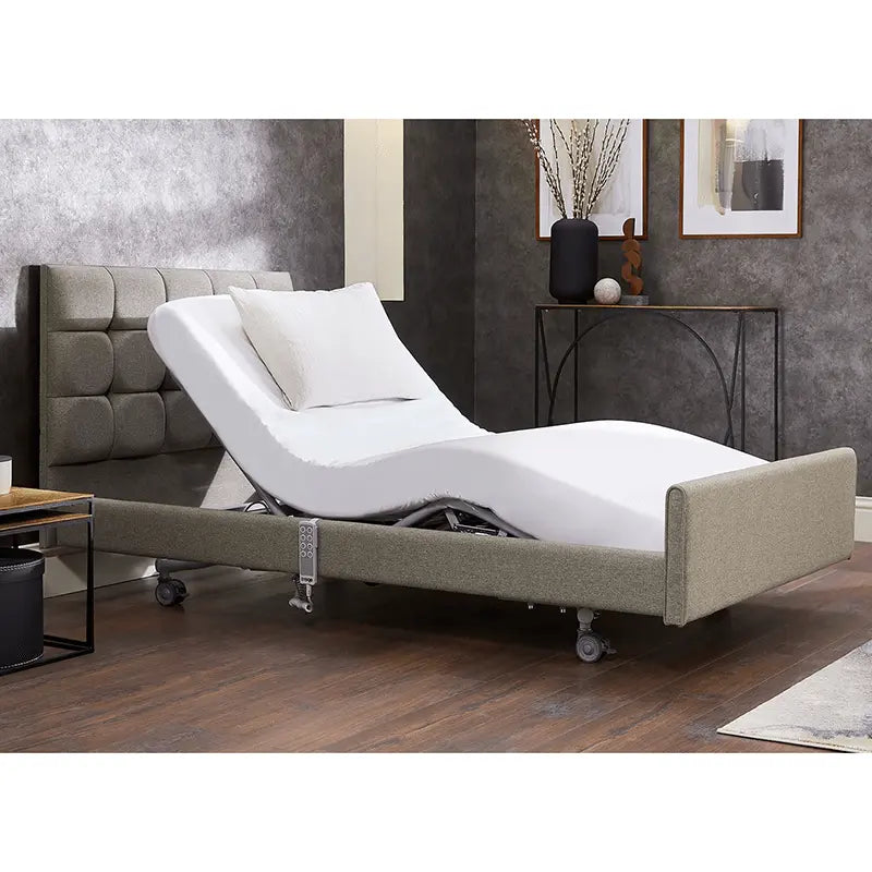 The Opera Signature Comfort Profiling Bed is the ultimate care bed for operators and users wanting to achieve a homely care environment. The bed has a fully upholstered surround and has headboard, fabric and width options.