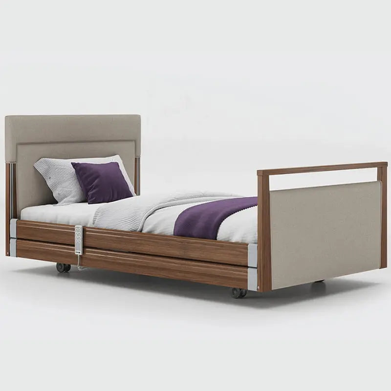 mobility_world_ltd_uk_opera_signature_upholstered_profiling_bed_3ft6_with_rails_walnut_fabric_linen