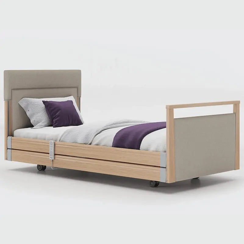 mobility_world_ltd_uk_opera_signature_upholstered_profiling_bed_3ft_with_rails_oak_fabric_linen