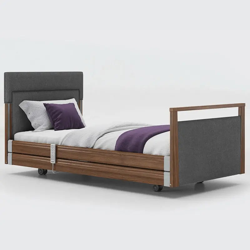 mobility_world_ltd_uk_opera_signature_upholstered_profiling_bed_3ft_with_rails_walnut_fabric_antracite