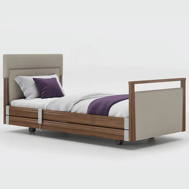 mobility_world_ltd_uk_opera_signature_upholstered_profiling_bed_3ft_with_rails_walnut_fabric_linen