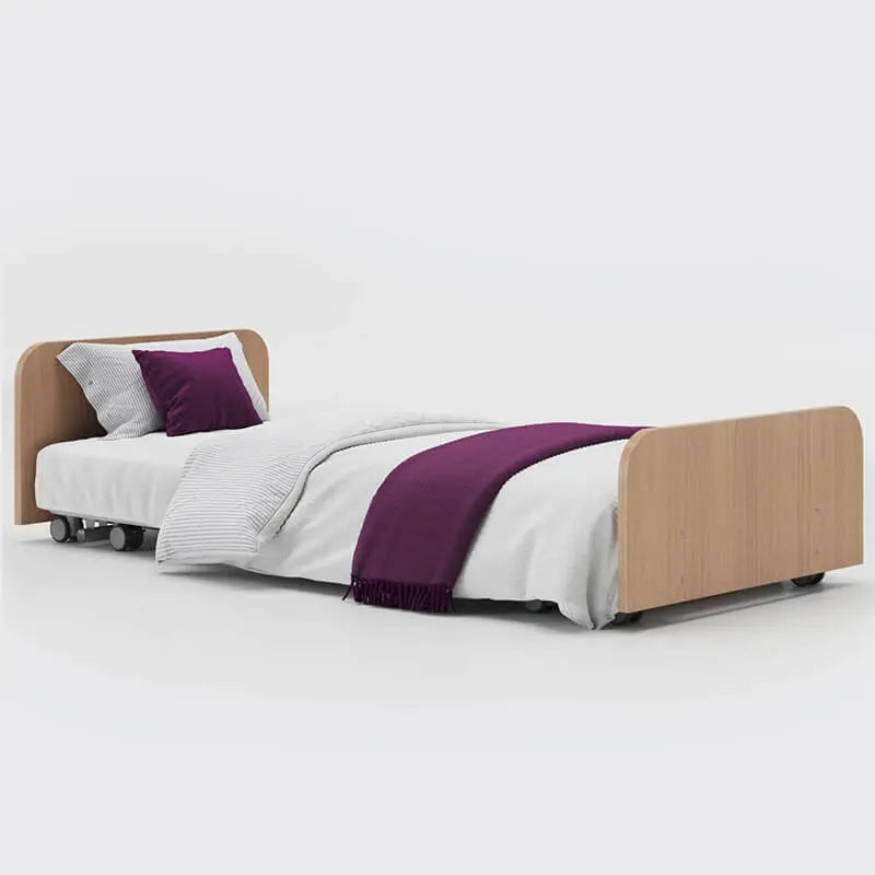 The Opera Solo profiling floor bed is an excellent option if you or a loved one needs advanced care at home. Because of its extremely low floor height, the Solo is excellent for people with dementia and other cognitive disorders. The Solo is categorized as a floor bed, providing a safe sleeping height and lowering the danger of harm from bed collapses. The entire bed may be raised to waist level on the profiling bed and lowered to the floor using its "all-in-one" height range.
