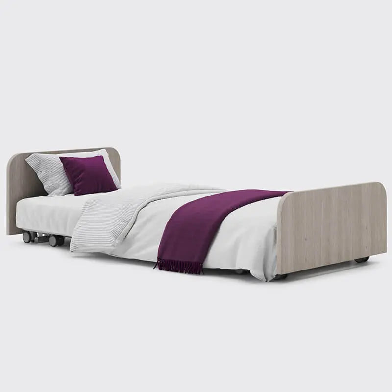The Opera Solo profiling floor bed is an excellent option if you or a loved one needs advanced care at home. Because of its extremely low floor height, the Solo is excellent for people with dementia and other cognitive disorders. The Solo is categorized as a floor bed, providing a safe sleeping height and lowering the danger of harm from bed collapses. The entire bed may be raised to waist level on the profiling bed and lowered to the floor using its "all-in-one" height range.