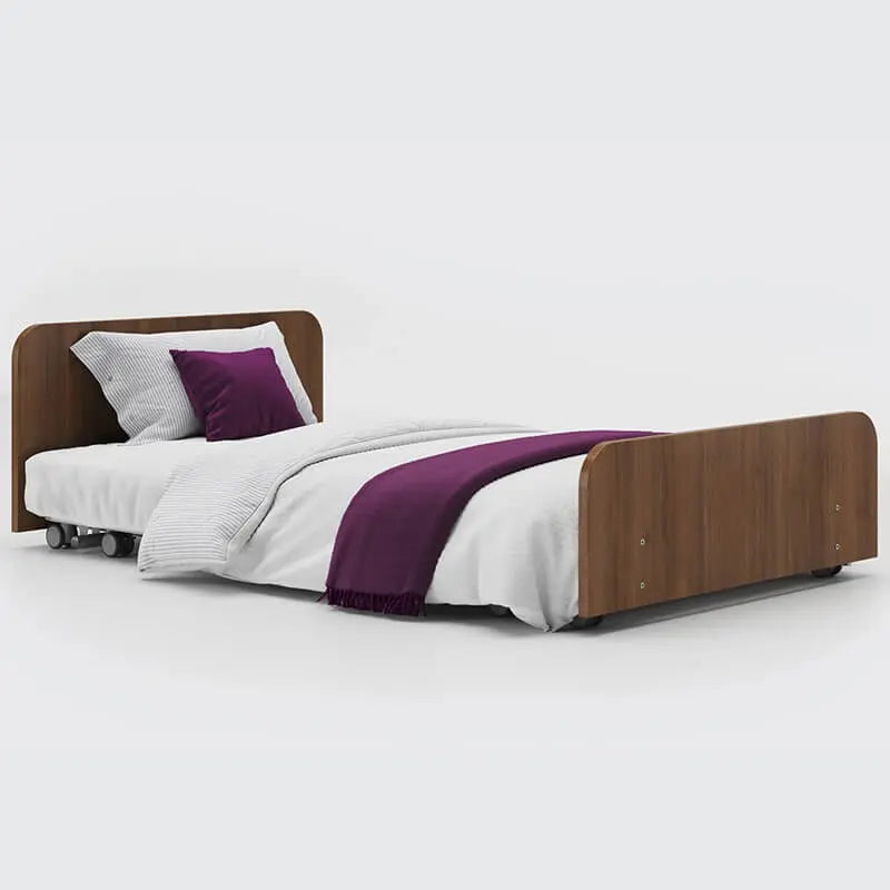 The Opera Solo profiling floor bed is an excellent option if you or a loved one needs advanced care at home. Because of its extremely low floor height, the Solo is excellent for people with dementia and other cognitive disorders. The Solo is categorized as a floor bed, providing a safe sleeping height and lowering the danger of harm from bed collapses. The entire bed may be raised to waist level on the profiling bed and lowered to the floor using its "all-in-one" height range.