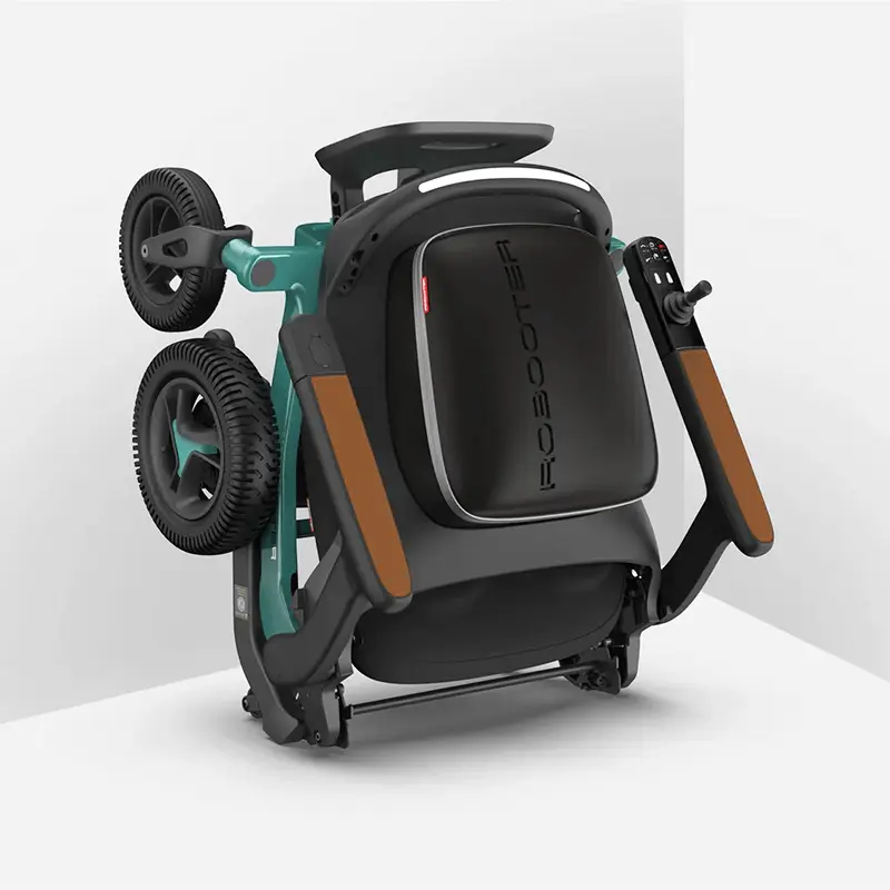 Robooter E40 Indoor Folding Powerchair classic green folded