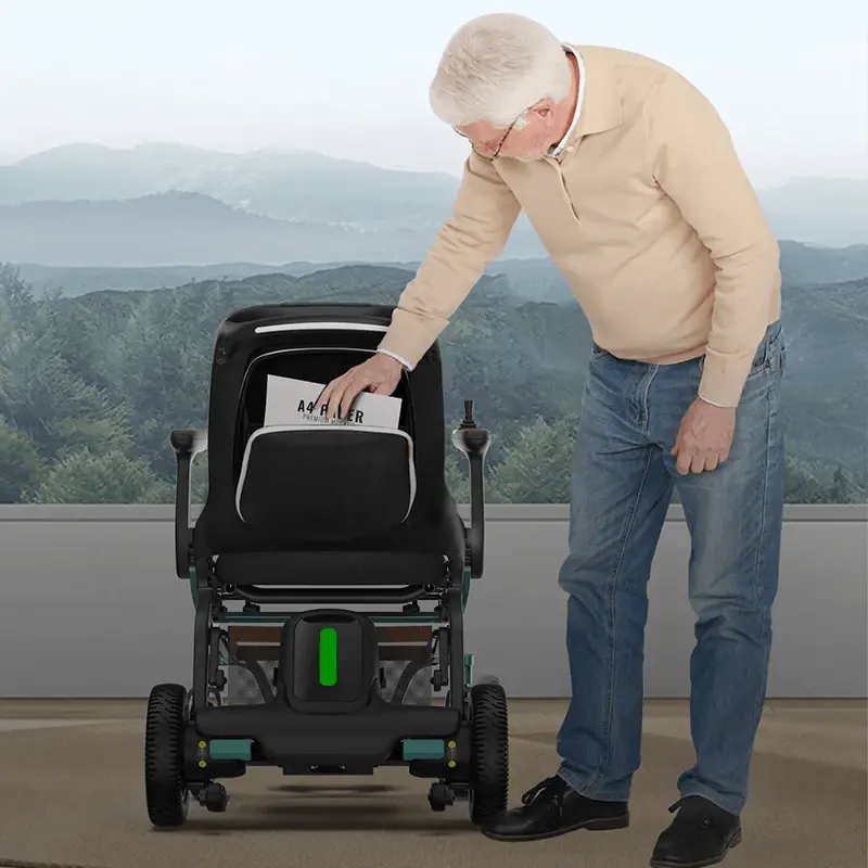 Robooter E40 Indoor Folding Powerchair waterproof backpack storage