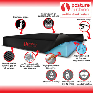 Posture Cushion Pyratex Wheelchair Seat Booster Cushion With AirTech Cover & No Cut Out