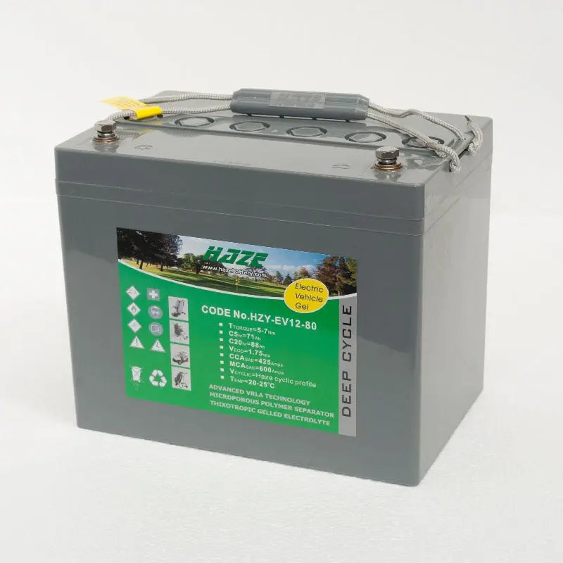 Mobility World UK Haze HZY-EV12-80 AGM Deep Cycle Mobility and Golf Battery - 87.9Ah