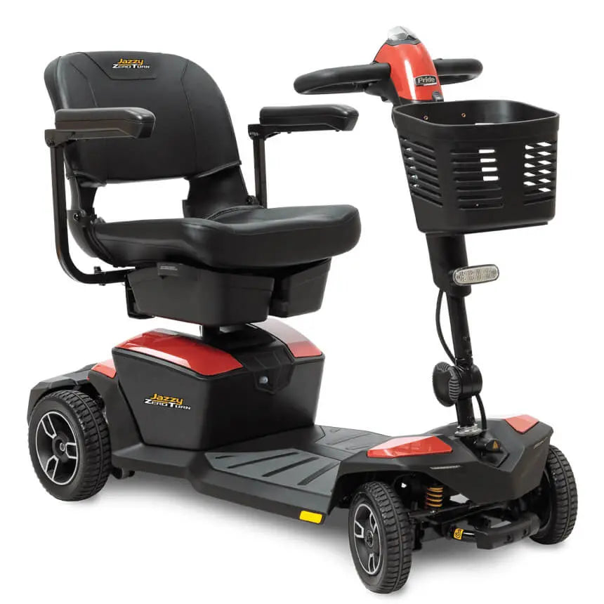 Mobility World Ltd UK:  Pride Jazzy Zero Turn Travel Scooter Fire Opal Red