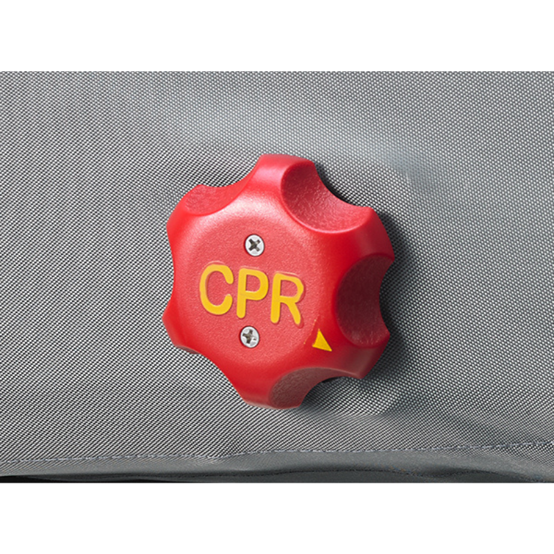 This mattress has an alternating mode that continuously and sequentially inflates and deflates air cells to avoid long term pressurization of tissue. The CPR knob is located at the patient’s right-hand side of the mattress near the head section area, and whenever a CPR operation is needed, quickly turn the CPR knob to release air from the mattress.
