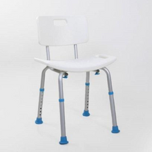 Load image into Gallery viewer, Atlantis Contour Shower Stool is robust and lightweight. The comfortable seat is perforated for easy drainage and has handles on either side to aid stability when sitting or standing