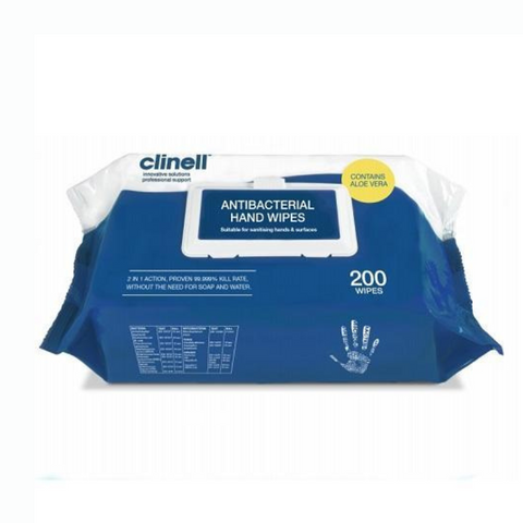 Clinell Antibacterial Hand Wipes (Pack of 200)