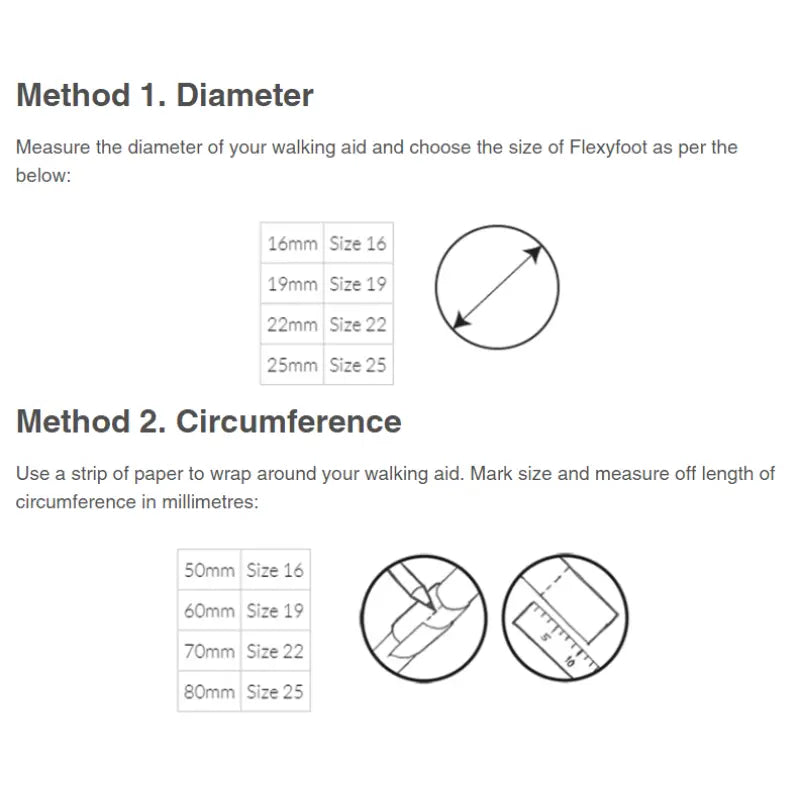 FLEXYFOOT WALKING STICK FERRULE - GREY - SIZE 22MM