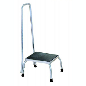 Footstool with Handrail Base of legs: 305 x 406mm (12 x 16"); Height 228mm (9") Hand rail height: 810mm (32")