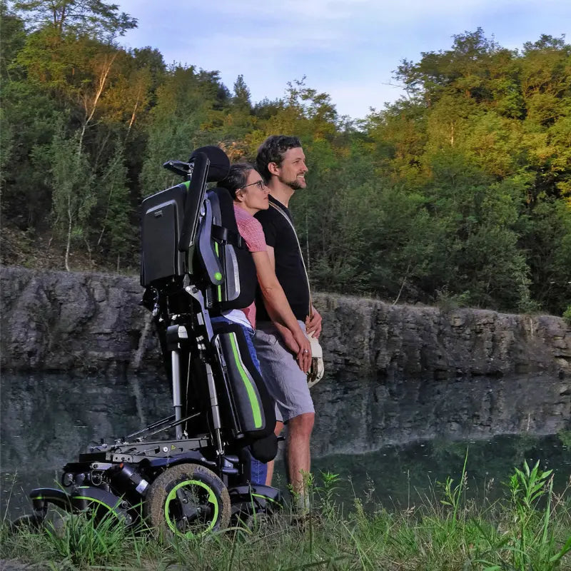 The Q700-UP M Ergo is a top-of-the-line power wheelchair that offers excellent maneuverability in tight compact spaces.