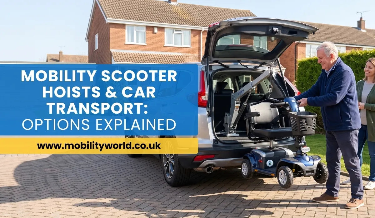 Mobility scooter boot hoist lifting a scooter into a car boot safely.