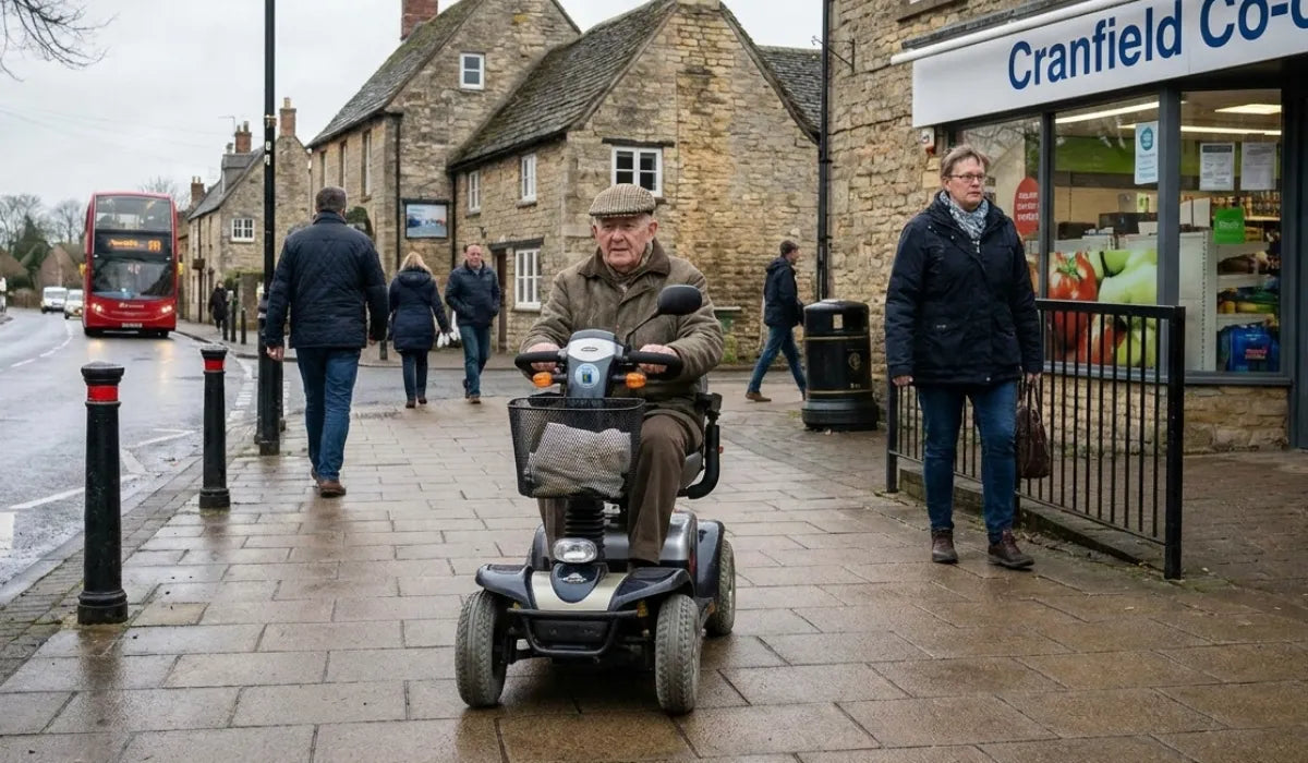 Mobility equipment in Cranfield should suit village pavements, longer distances, storage and everyday confidence.