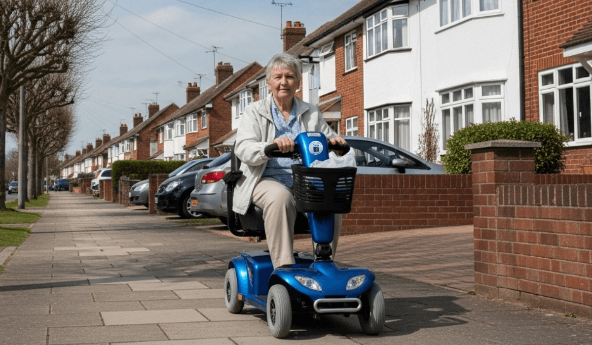 Mobility scooter in use on residential streets in Bromham