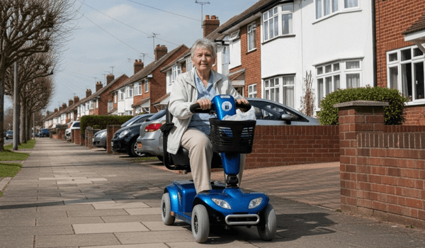 Mobility scooter in use on residential streets in Bromham