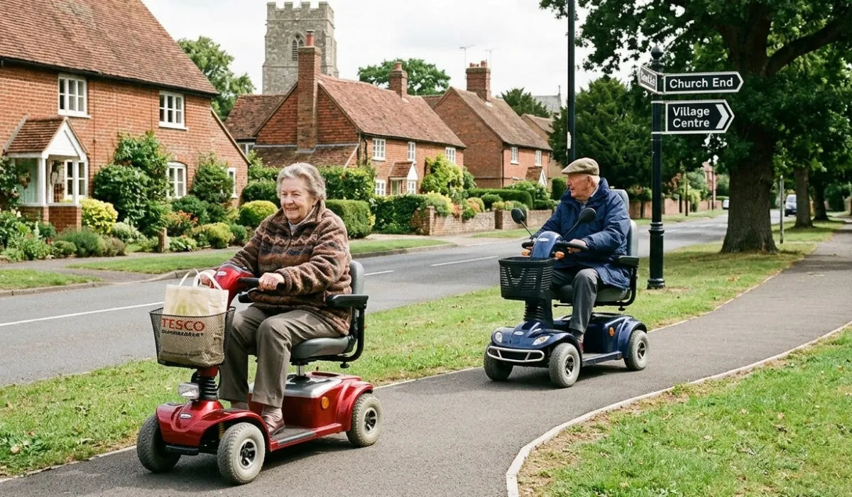 Mobility scooters used on pavements and village routes in Marston Moretaine