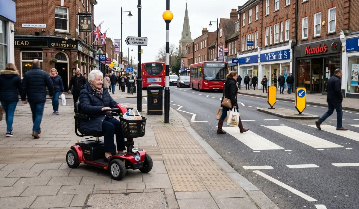 Pinner journeys often involve kerbs, crossings and uneven paving — suitability matters