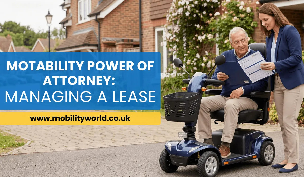 Family member helping manage a Motability mobility scooter lease under power of attorney