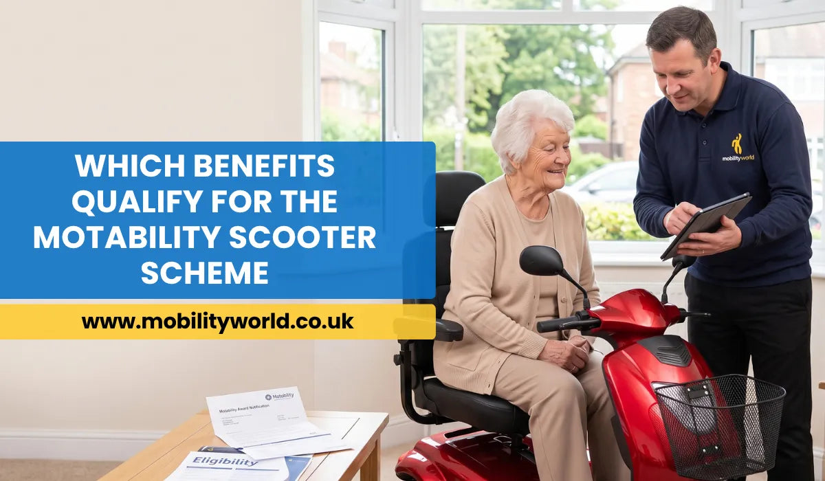 Older adult discussing Motability scooter benefits with a mobility adviser