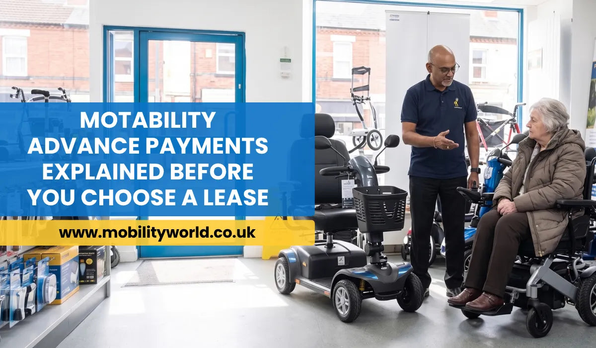 Motability scooter and powerchair leasing options being discussed with a mobility adviser