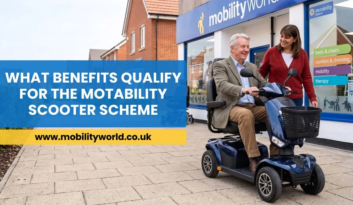 Motability Scooter Scheme eligibility guide with a mobility scooter user