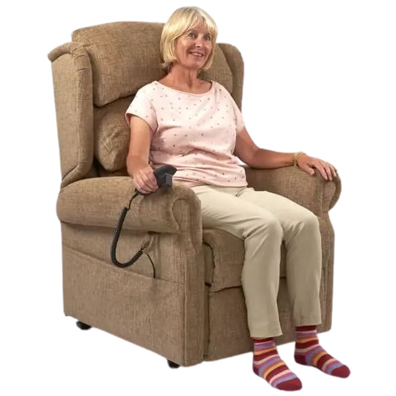 The Beacon Waterfall Dual Motor Tilt in Space Chair offers comfort and adjustability, making it ideal for individuals with limited mobility or back, hip, or knee pain. It features scroll arms, a full chaise footrest, and a three-pillow waterfall backrest. The chair can be adjusted independently, allowing for full recline and standing positions. It also features separate electric controls for backrest, leg rest, chair tilt, and riser functions.