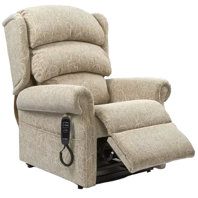 The Beacon Waterfall Dual Motor Tilt in Space Chair offers comfort and adjustability, making it ideal for individuals with limited mobility or back, hip, or knee pain. It features scroll arms, a full chaise footrest, and a three-pillow waterfall backrest. The chair can be adjusted independently, allowing for full recline and standing positions. It also features separate electric controls for backrest, leg rest, chair tilt, and riser functions.