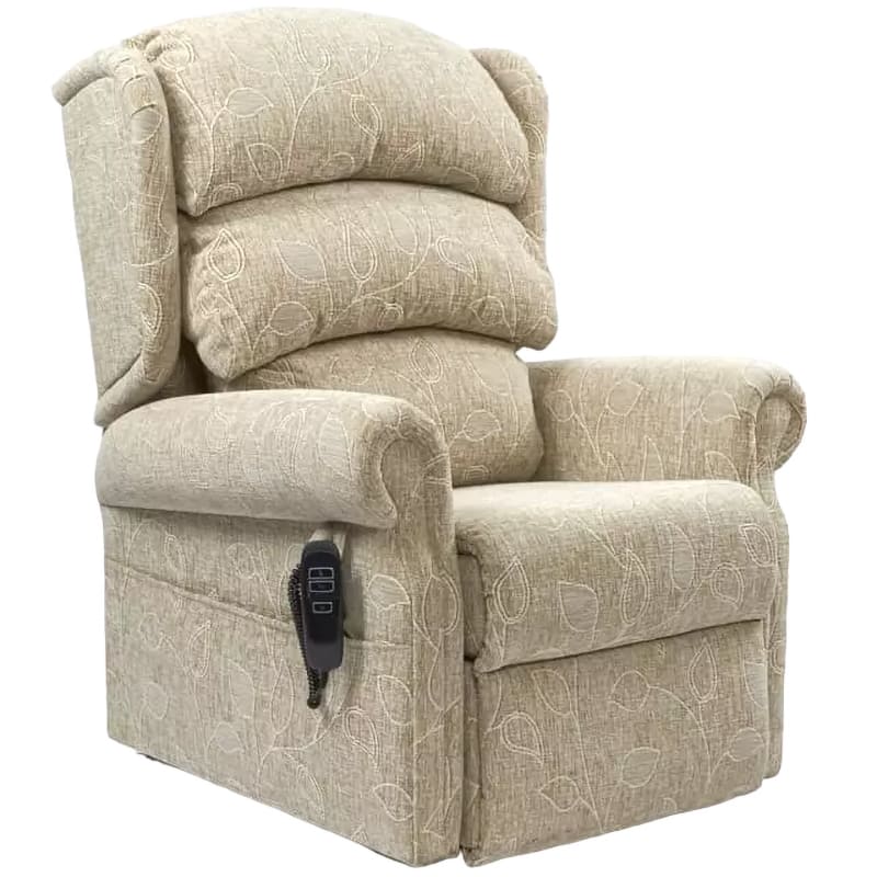 The Beacon Waterfall Dual Motor Tilt in Space Chair offers comfort and adjustability, making it ideal for individuals with limited mobility or back, hip, or knee pain. It features scroll arms, a full chaise footrest, and a three-pillow waterfall backrest. The chair can be adjusted independently, allowing for full recline and standing positions. It also features separate electric controls for backrest, leg rest, chair tilt, and riser functions.