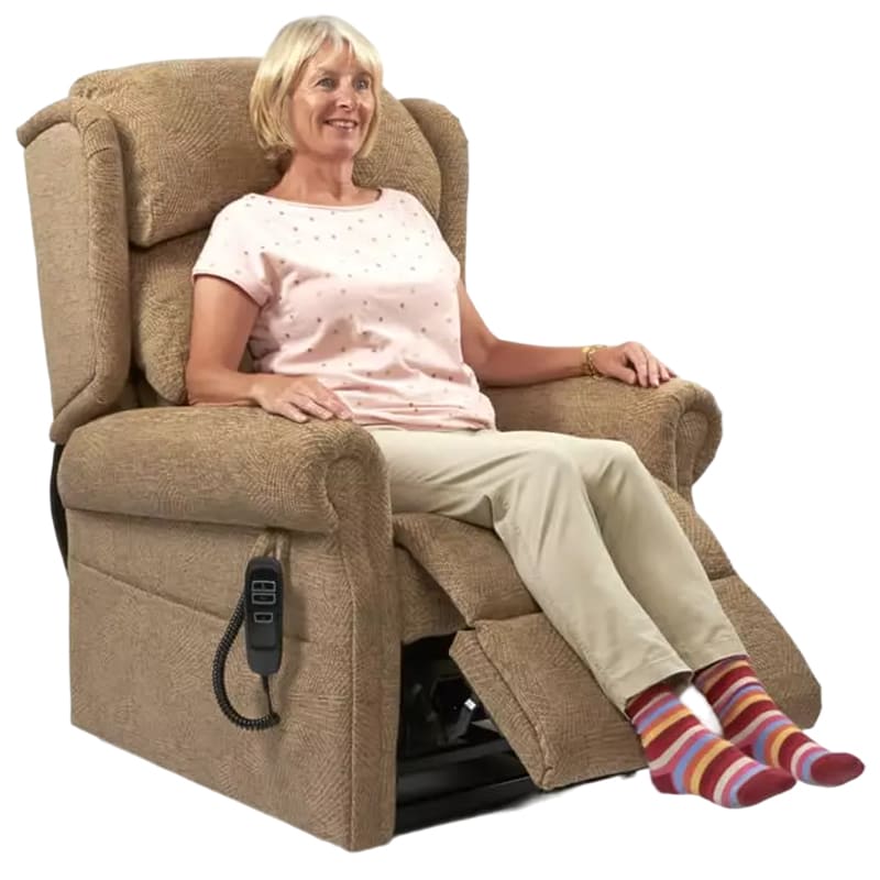 The Beacon Waterfall Dual Motor Tilt in Space Chair offers comfort and adjustability, making it ideal for individuals with limited mobility or back, hip, or knee pain. It features scroll arms, a full chaise footrest, and a three-pillow waterfall backrest. The chair can be adjusted independently, allowing for full recline and standing positions. It also features separate electric controls for backrest, leg rest, chair tilt, and riser functions.