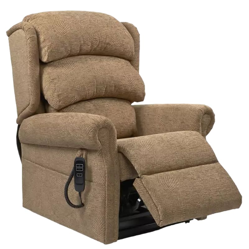 The Beacon Waterfall Dual Motor Tilt in Space Chair offers comfort and adjustability, making it ideal for individuals with limited mobility or back, hip, or knee pain. It features scroll arms, a full chaise footrest, and a three-pillow waterfall backrest. The chair can be adjusted independently, allowing for full recline and standing positions. It also features separate electric controls for backrest, leg rest, chair tilt, and riser functions.