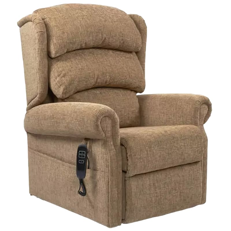 The Beacon Waterfall Dual Motor Tilt in Space Chair offers comfort and adjustability, making it ideal for individuals with limited mobility or back, hip, or knee pain. It features scroll arms, a full chaise footrest, and a three-pillow waterfall backrest. The chair can be adjusted independently, allowing for full recline and standing positions. It also features separate electric controls for backrest, leg rest, chair tilt, and riser functions.
